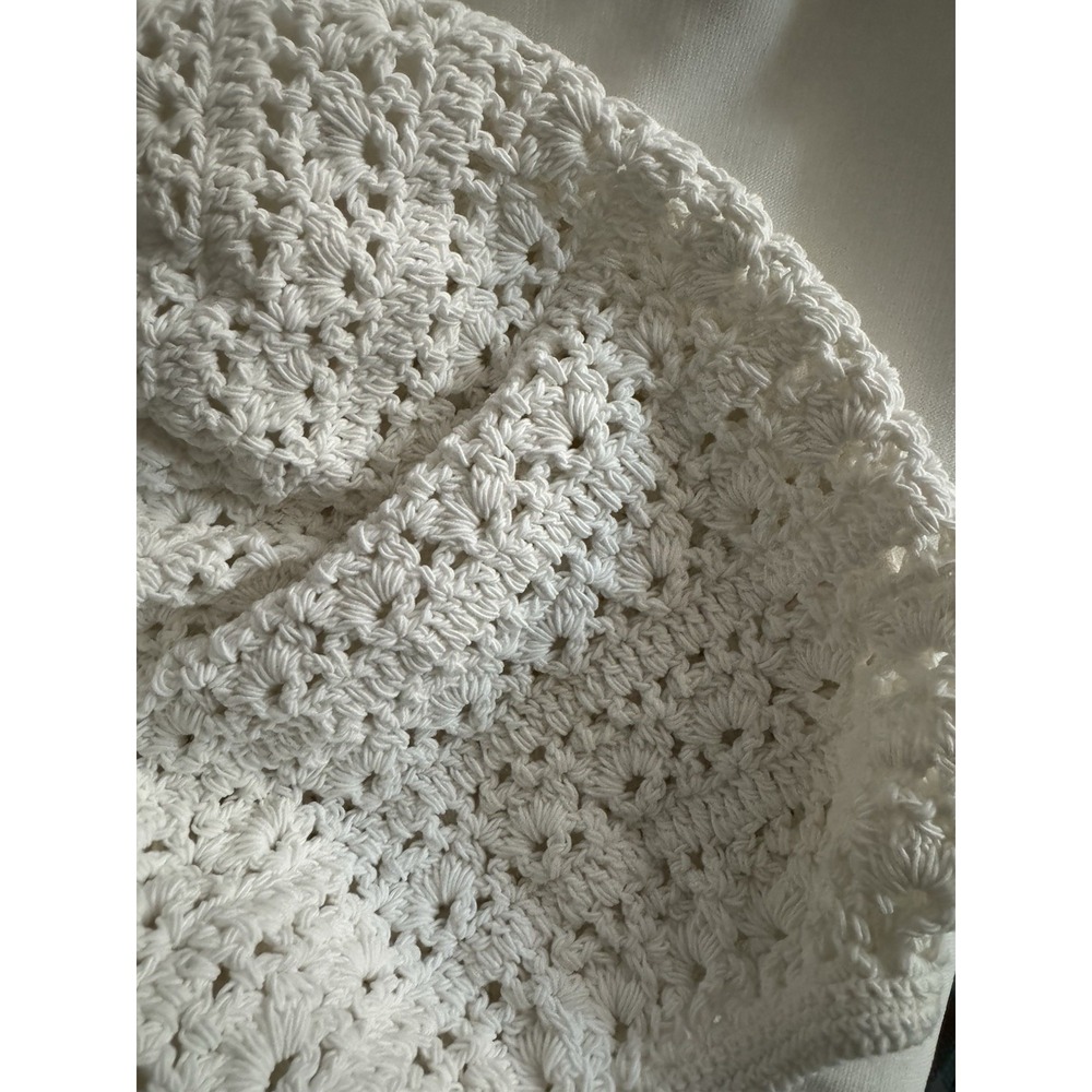 Alice + Olivia Women's White Crochet Puff Sleeve Square Neck Crop Top XL $440 - Picture 12 of 12